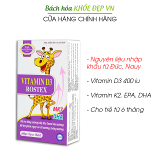 Vitamin D3 nhỏ giọt 400 iu, Vitamin K2 MK7, EPA, DHA tăng cường hấp thu canxi, chắc khỏe xương răng - Chai 15ml thumbnail