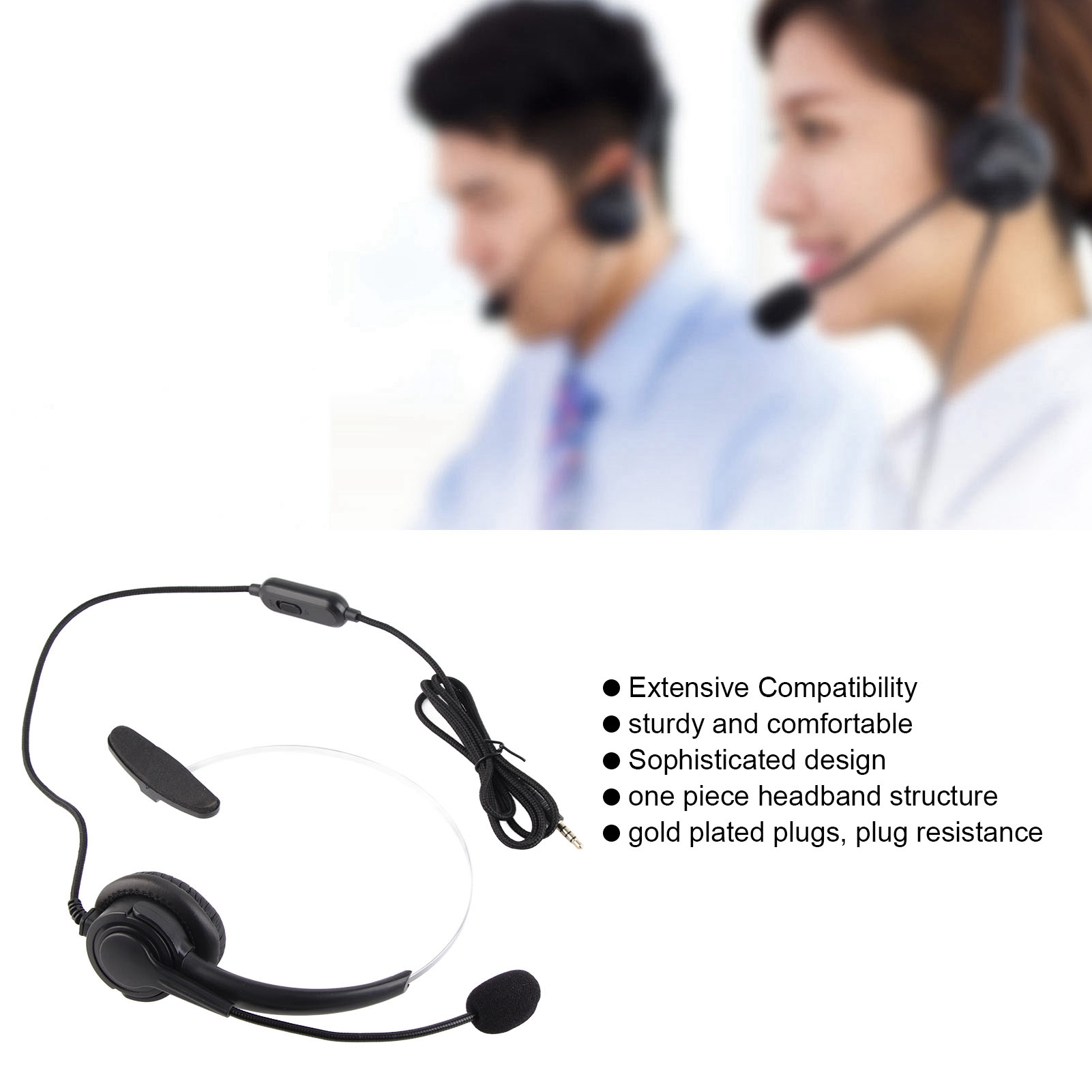 Trung tâm cuộc gọi Tai nghe tiếng ồn hủy bỏ có dây Tai nghe có mic đơn linh hoạt cho máy tính xách tay cho điện thoại di động cho trung tâm cuộc gọi