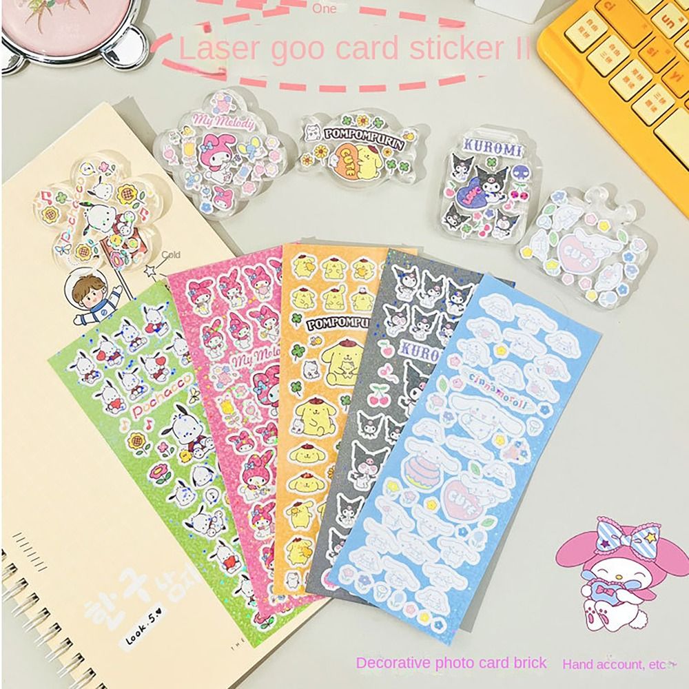 WOUNDSTORE14E6 Kuromi My Melody Pochacco Sanrio Sealing Sticker Diary Decor Modeling Sticker Cute Stationery Goo Card Decorative DIY