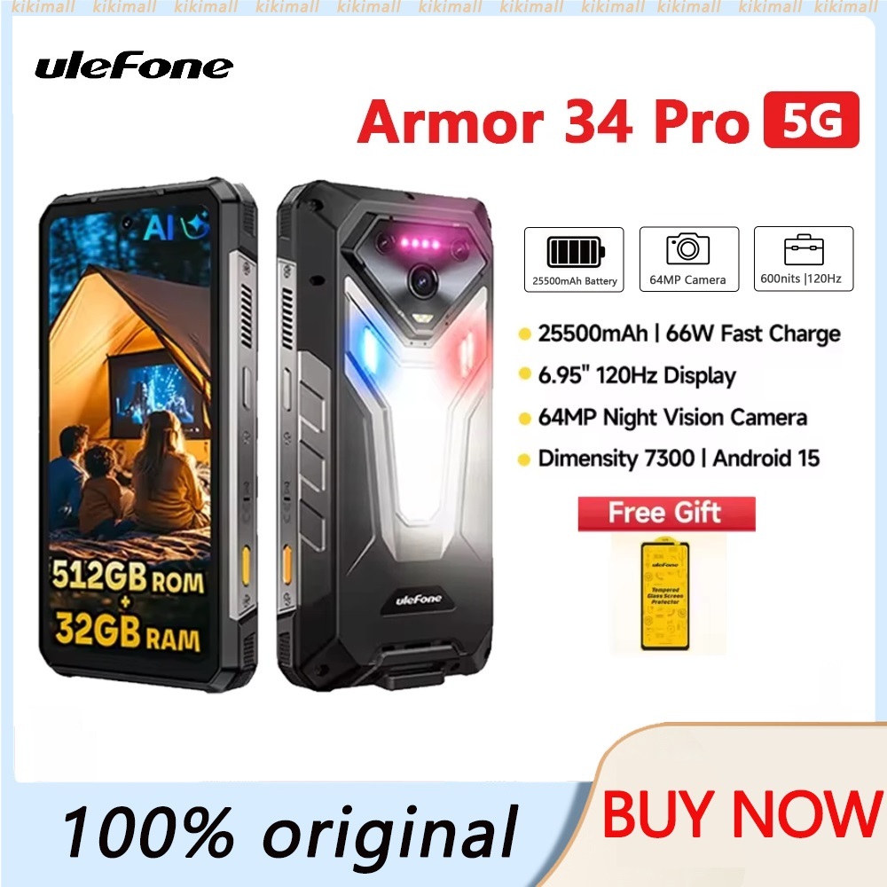 【Official shop】Ulefone Armor 34 Pro 5G AI Rugged Phone 25500mAh Up to 16G ( Support up to 32GB）+512GB Built-in Projector 120Hz 6.95" NFC Smartphone ราคา 22,700 บาท*ส่งฟรี