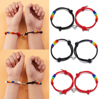 1 cặp từ Hoạ Tiết Buckle trái tim Vòng đeo tay dây thừng làm bằng tay LGBT Vòng Tay Đôi Cầu Vồng Vòng tay mặt nút thắt đồ trang sức