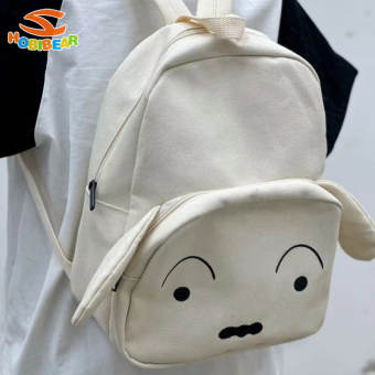 Hobibear Puppy Ba lô dễ thương Túi hoạt hình trắng cô gái nhật bản trái tim túi vải nhung mềm túi nữ ba lô đi học Túi