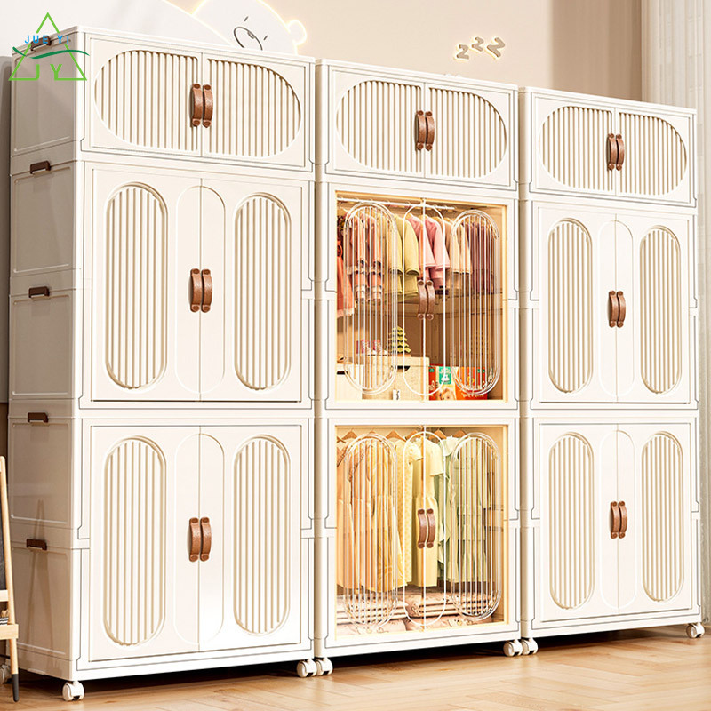 KS ไม่จำเป็นต้องติดตั้งตู้เสื้อผ้าเด็กที่เก็บเสื้อผ้าเด็กตู้เสื้อผ้าขนาดเล็กกล่องเก็บของใช้ในครัวเรือนตู้ที่เก็บพลาสติก ราคา 976 บาท*ส่งฟรี