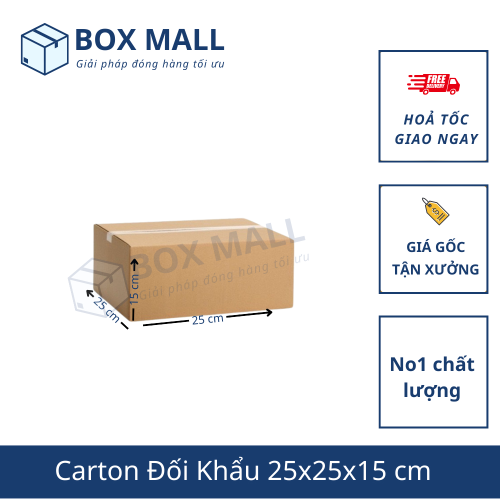 Hộp carton đóng hàng 25x25x15 cm Boxmall hộp carton giá rẻ