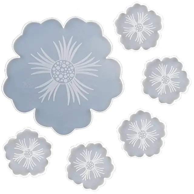 【Free-delivery】 Khuôn Epoxy nhựa silicon Bộ khuôn hình dạng không đều với 1 khuôn kích thước lớn và 5 khuôn tất cả các kích thước có thể tái sử dụng Khay phục vụ thức ăn