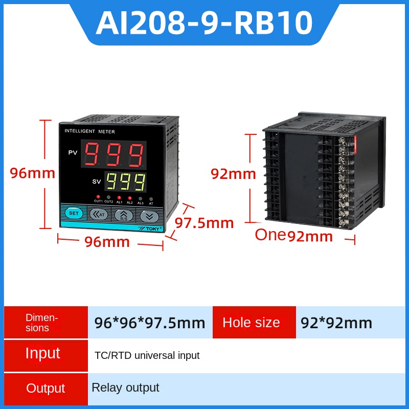 Bộ Điều Khiển Nhiệt Độ AI208X - AI208-9-RB10 Thay Thế cho AI208-4-RB10/AI208-7-RB10/AI208-6-RB10/SB10 - TOKY | Dòng AI208 Series Đã Ngừng Sản Xuất