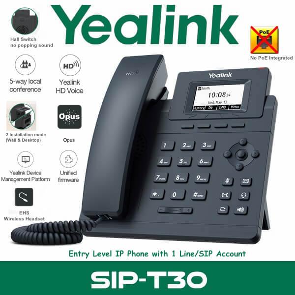 YEA SIP T30 ENTRY LEVEL IP PHONE WITH 1 LINE [ NO POE INTEGRATED ] Harga 922,000 rupiah*Gratis Ongkir