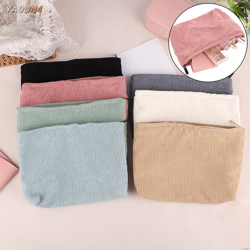 YADUN4 Túi đựng mỹ phẩm vải nhung kẻ Du Lịch Túi đựng đồ trang điểm xách tay Ví nữ Túi đựng đồ có khóa kéo dung tích lớn