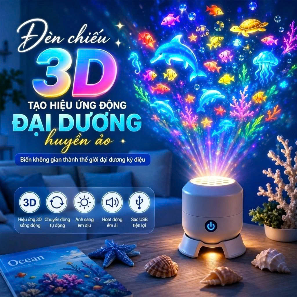 [HÀNG CÓ SẴN] Máy chiếu LOẠI CẮM ĐIỆN ánh sáng phát sáng hình bông tuyết máy chiếu đại dương