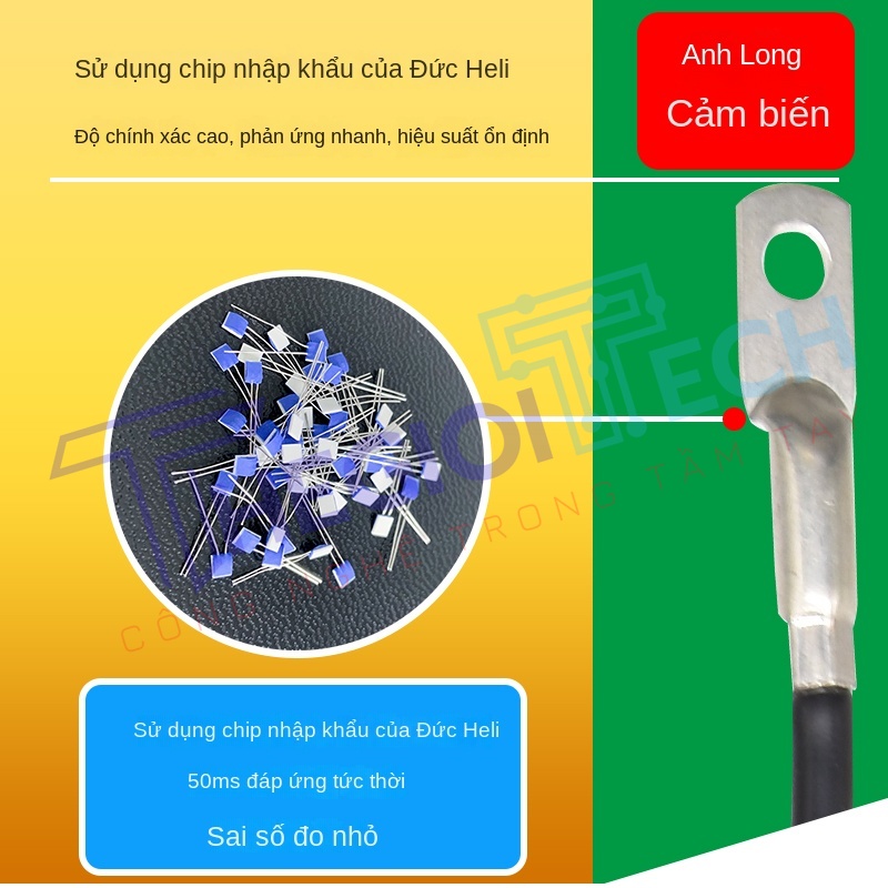 Cảm biến nhiệt độ PT100/PT1000 nhập khẩu, đầu dò ép mũi, điện trở bạch kim 3 dây, truyền tín hiệu nhiệt - PT100 A 9m
