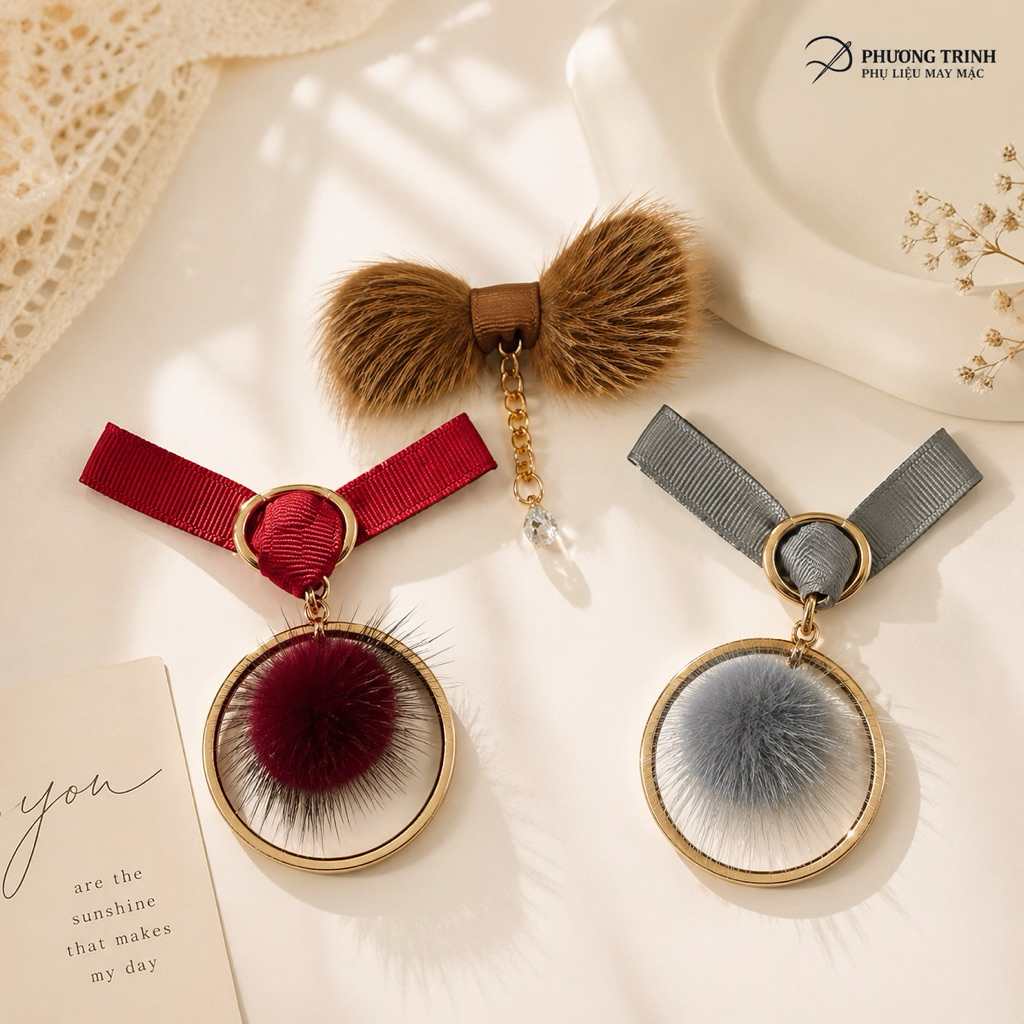 Charm Treo Quần/Túi Nơ Lông Cao Cấp – Móc Khóa Lông Xinh Xắn, Phụ Kiện Thời Trang Nữ Hàn Quốc Dễ Thương