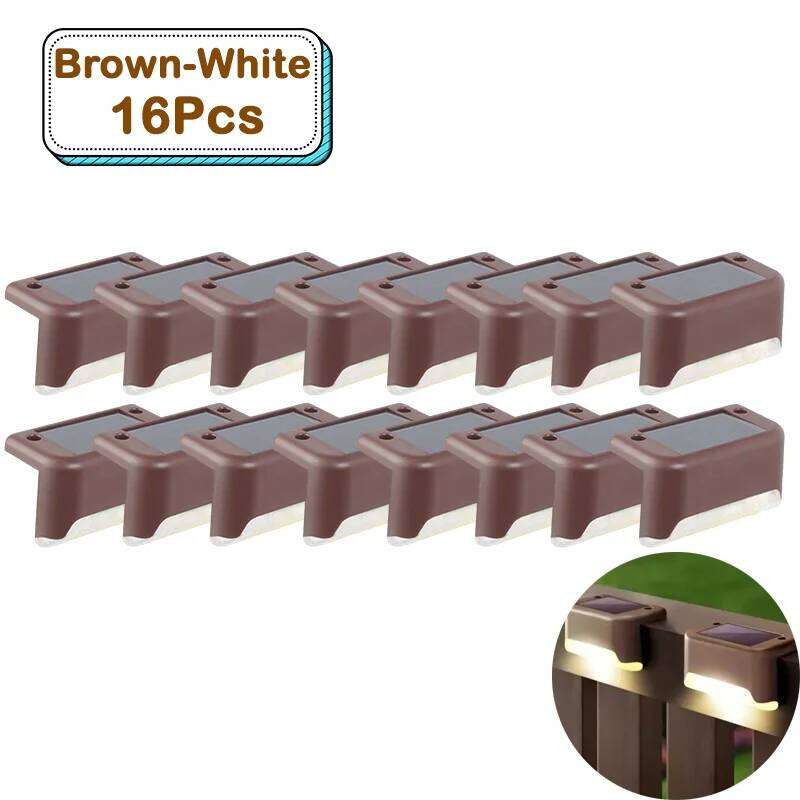 Outdoor Solar Step Lights Warm White LED Waterproof Stair Path Lighting for Garden Patio Fence Balcony Decoration Solar Power