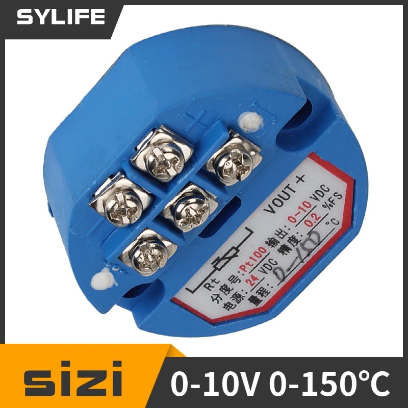 Cảm biến nhiệt độ cặp nhiệt điện nhựa tranitter PT100 0-150c 24VDC 0 ~ 10V
