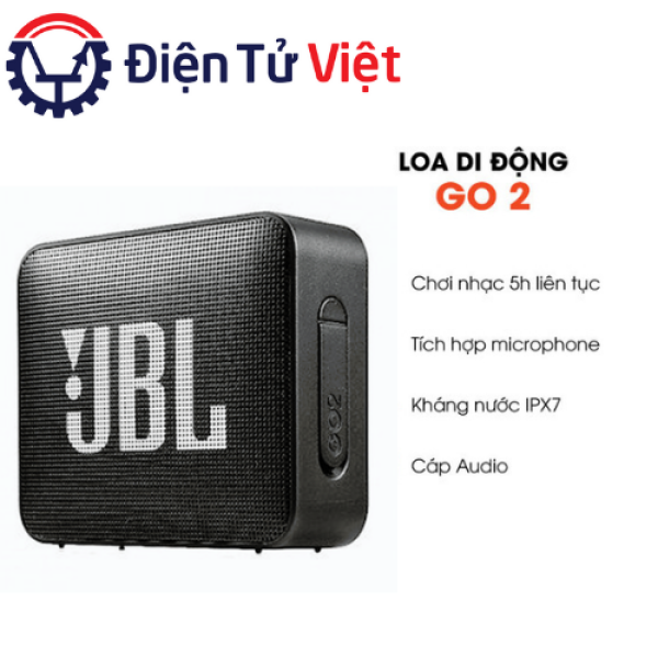 Loa Bluetooth JBL Go 2, Loa Nghe Nhạc Công Suất Lớn 4.2 W, Loa Bluetooth Bass Mạnh, Kháng Nước và Bụi IP67, Chơi Nhạc 5h, Công Nghệ JBL Pro Sound, Kiểu Dáng Di Động, Kết Nối Bluetooth 5.1, Dùng Cho LapTop, Máy Tính, Điện Thoại, TiVi