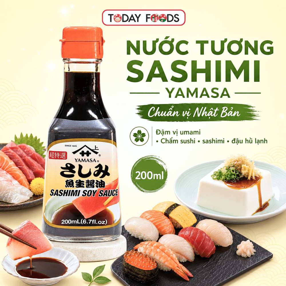 Nước tương sashimi Yamasa 200ml | chấm sushi, cá hồi, hải sản, món Nhật tại nhà