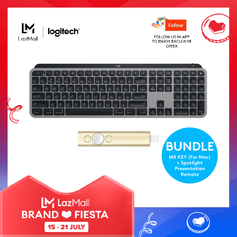 Logitech MX Keys for Mac - Wireless Illuminated Keyboard + Logitech Spotlight Wireless Advance Presentation Remote Singapore
