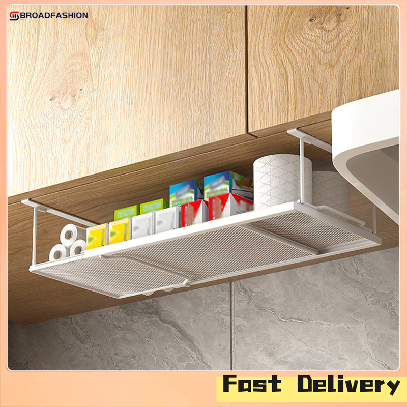 Broadfashion new！Under Shelf Storage, Adjustable Under Cabinet Shelf With Anti Detachment Bottom, Metal Mesh, Wedge Design Clip, Anti Tilt Under Shelf Organizer For Kitchen ราคา 744 บาท*ส่งฟรี