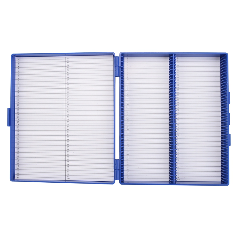 Royal Blue Plastic Rectangle Hold 100 Microslide Slide Microscope Box