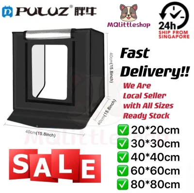 [LocalSeller] PULUZ Foldable LED Light Box Photo Studio Photography Tent Box Kit 40*40cm 30*30cm 20*20cm 60*60cm 80x80cmWhite box Light Box