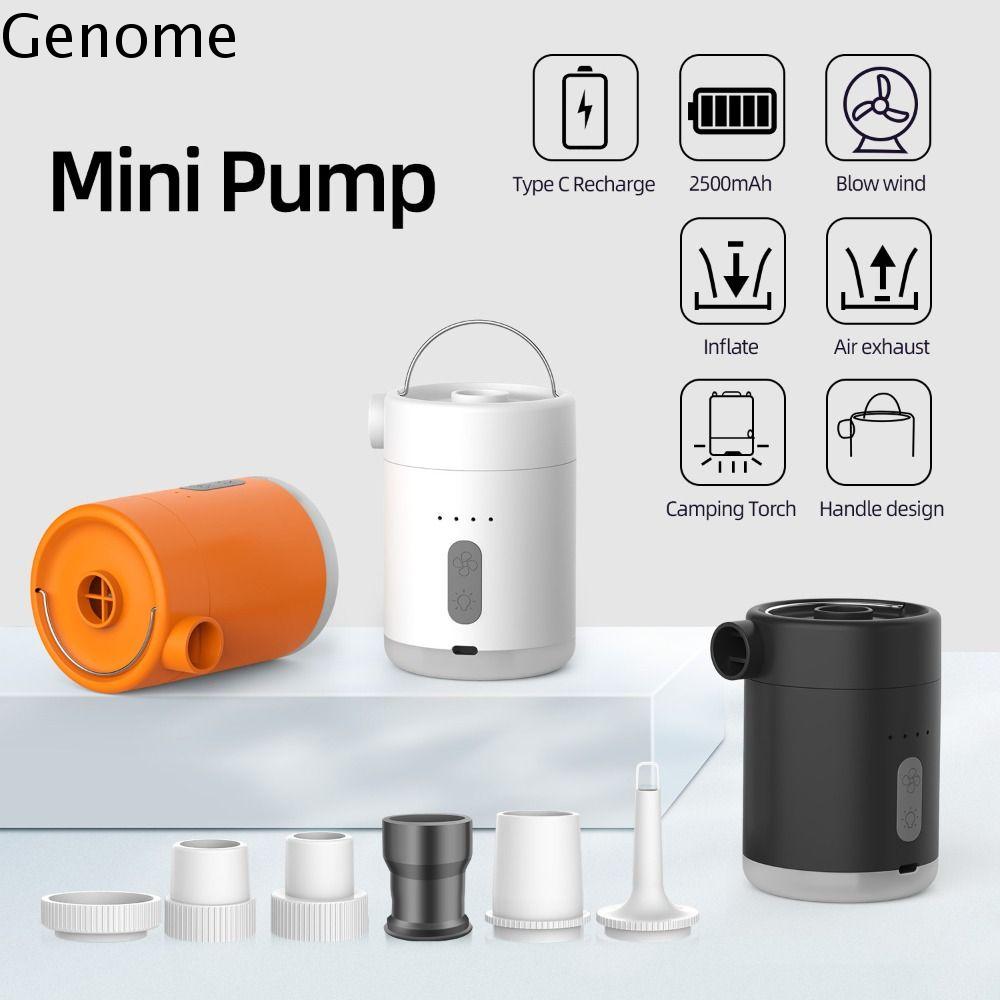 GENOME Công suất cao Máy bơm khí điện Hoạt động không dây Thiết kế nhỏ gọn Máy bơm có thể sạc lại bằng USB Tính năng ánh sáng Đèn lều Máy bơm không dây mini Sử dụng ngoài trời