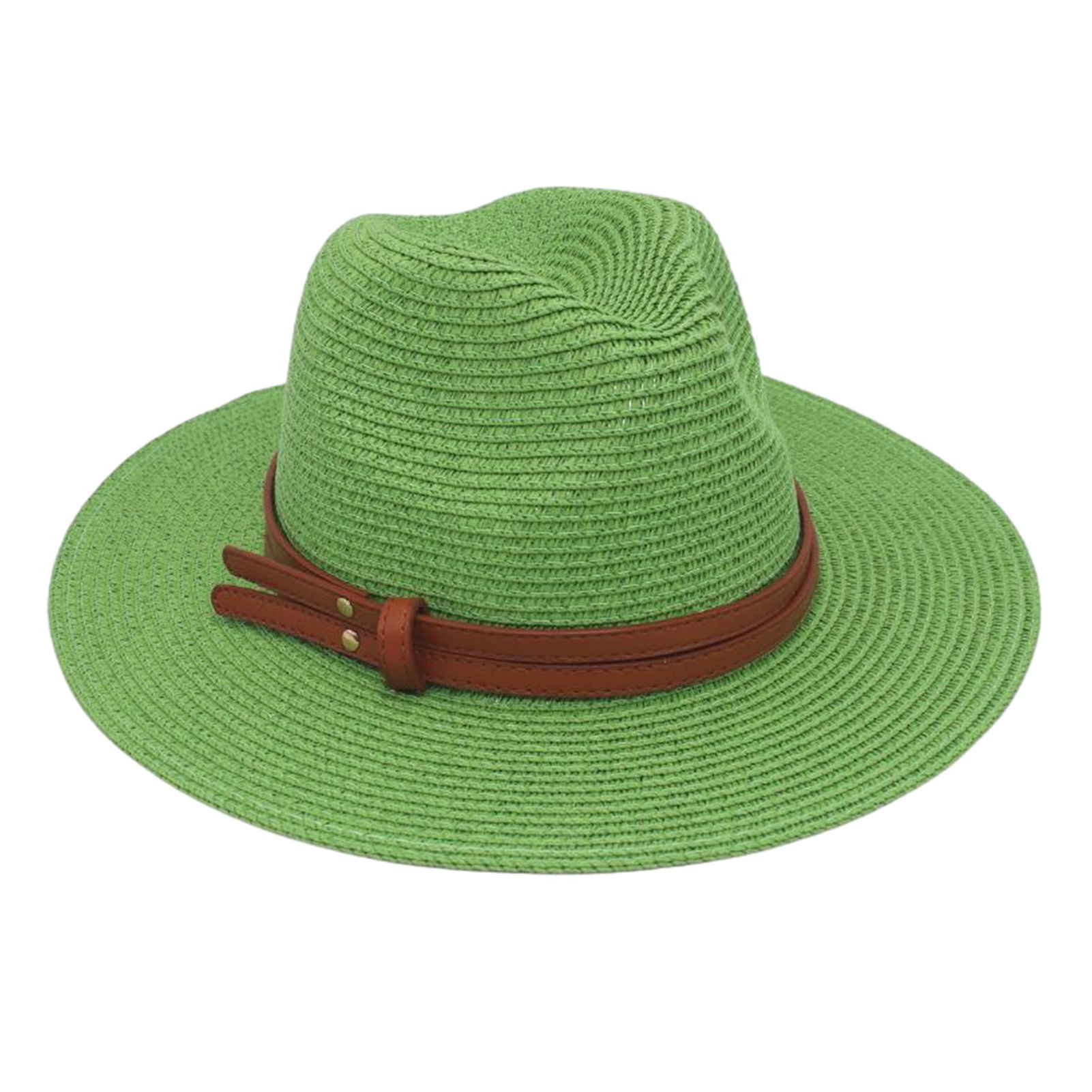 Women Straw Sun Hat Breathable Straw Hat Women’s Wide Brim Straw Hat with Faux Leather Belt – Adjustable Foldable Summer Beach Hat for Uv Protection Jazz Style Perfect for Asia Outdoors - 9