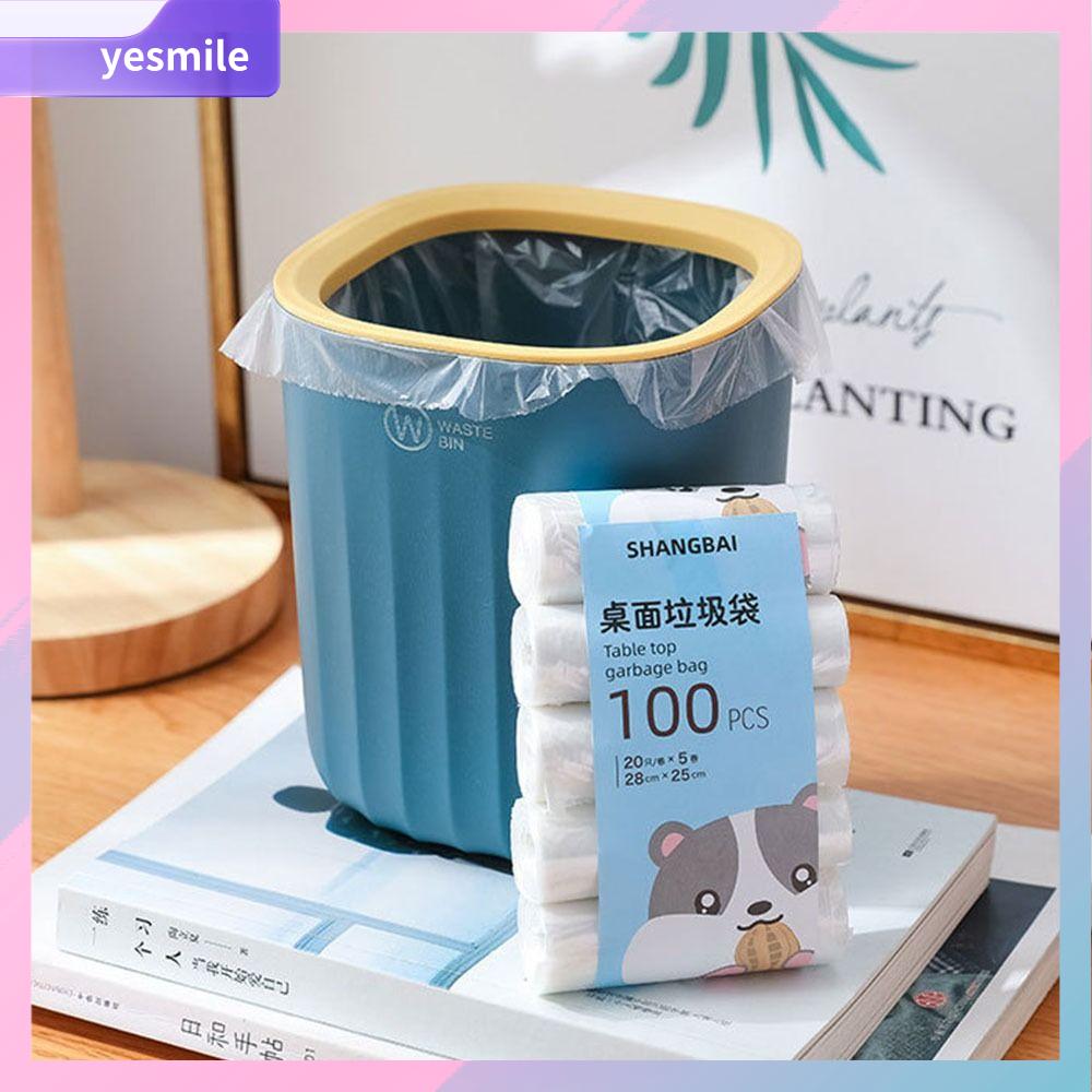 YESMILE 100 miếng Túi rác mini Nhỏ Dùng một lần Túi nhựa Bền bỉ Dày Túi đựng rác dùng cho bàn