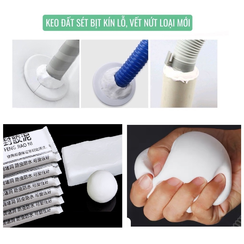 [Xả Kho] Xi Măng Dẻo Dán Tường, Trám Lỗ Điều Hòa, Keo Xi Măng Trắng Bít Lỗ Tường/ Đường ống Nước/ Khe Rãnh JSC