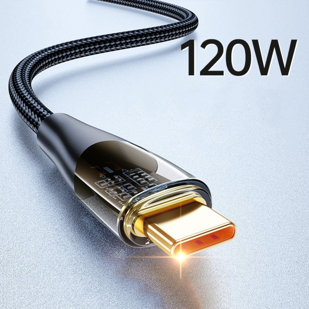 MNLXM Sạc siêu nhanh Cáp sạc nhanh 120W 120W 6A Loại C Dây dữ liệu USB C Với đèn LED Sạc nhanh