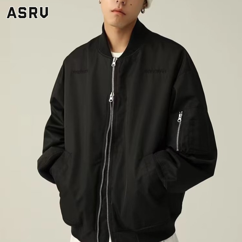 ASRV áo khoác nam mới ra áo khoác gió áo ấm Áo Khoác Nam-cao đường phố rộng đồng phục bóng chày ấm áp mùa mát mẻ Áo Nam Nhật Bản Retro hợp thời trang thương hiệu chữ thêu Áo khoác nam