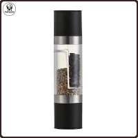 Haloppe Condiment Bottle Fingerprint-resistant Seasoning Bottle 2-in-1 Salt and Pepper Grinder Set Adjustable Manual Spice Mill with Glass Jar Stainless Steel Refillable Kitchen Shaker Bottle for Fresh