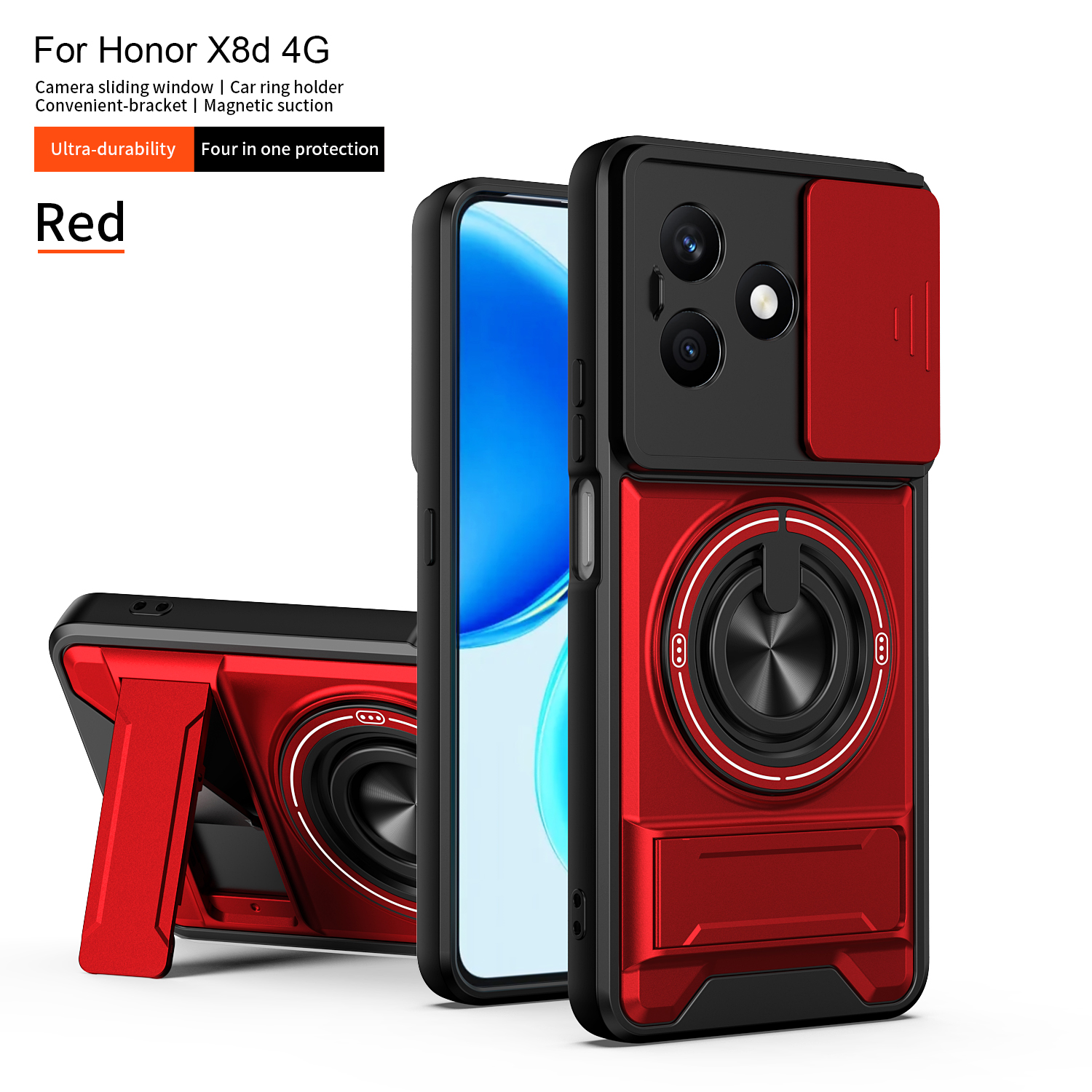 For Honor X8D Case Honor X8d Cover honor x8d Phone Case Magsafe Magnetic Fold Holder Military Armor Camera Protection Cover - Image 2