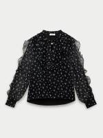 [Pomelo] เสื้อแขนยาวลายดอกไม้แต่งระบาย / Ruffle Trim Floral Long Sleeve Blouse