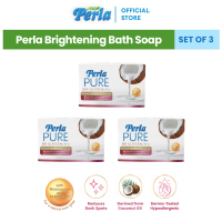 Perla Pure Brightening Soap - Set of 3  Niacinamide  Gentle  Hypoallergenic  Coconut Oil  Natural