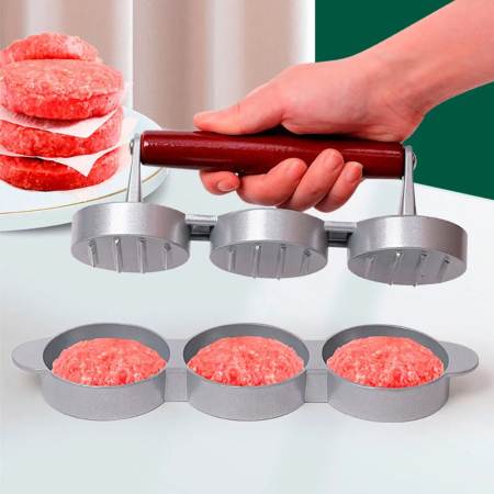 Non-Stick Burger Patty Maker with Wood Handle - 