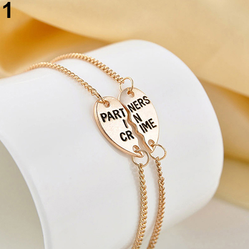 2Pcs Women's Break Heart Chain Partners Best Friend Sisters Bracelets Gift