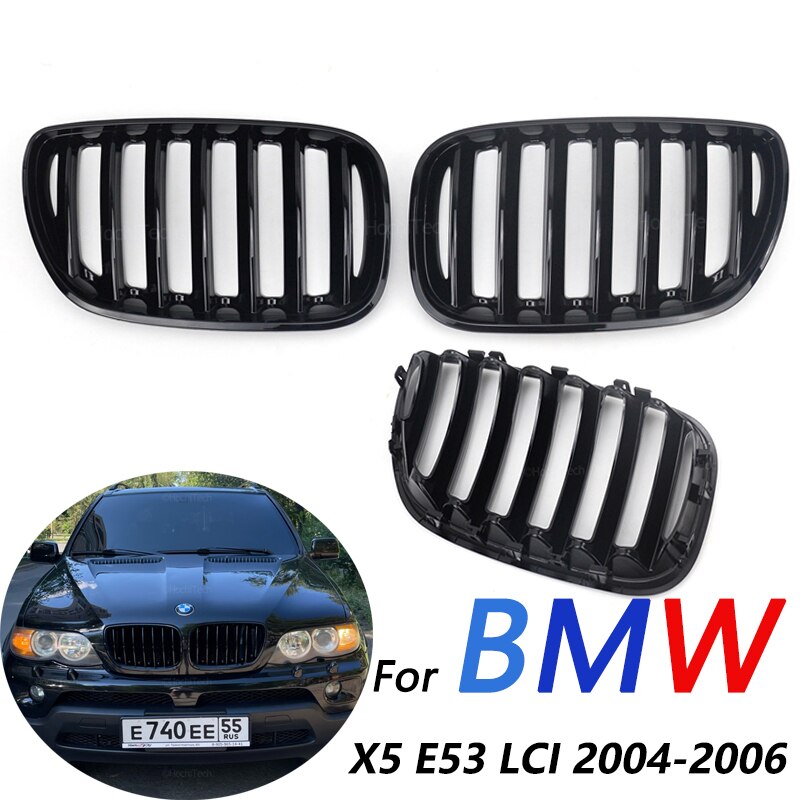 Chất Lượng Cao bóng phía trước Màu Đen Thận Thể Thao Lưới Mui Xe lưới tản nhiệt cho BMW E53 X5 LCI 2004 2005 2006 tạo kiểu cho xe Thay Thế Loại