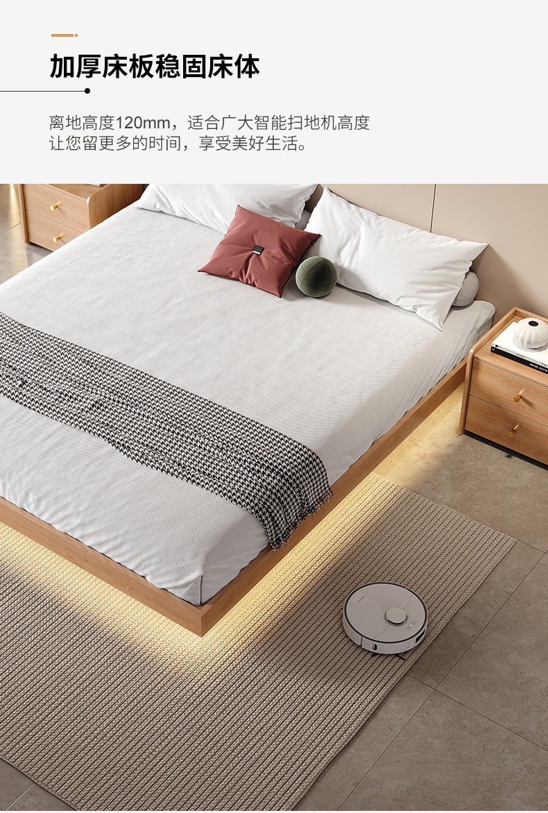 Giường treo kiểu Nhật Bản giường tatami hiện đại đơn giản không có giường đầu giường giường đôi và giường ăn sáng giường ngắn