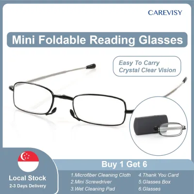 (Gift for parents) CAREVISY Mini Foldable Reading Glasses Presbyopic Presbyopia Glasses Far Sighted Glasses Spectacles for Adults Men Women C6018