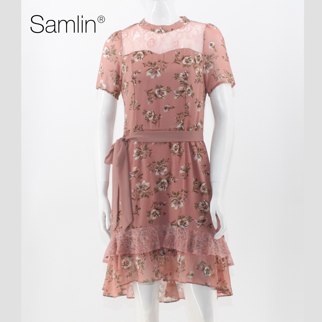 Samlin V-Neck Lace Belted Dress For Women - Freesize M-Xxl | Lazada  Philippines