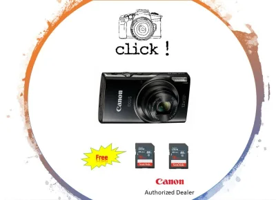 Canon IXUS 285 HS Digital Camera Black (Free 2 x 16GB SD Card and Camera Case)