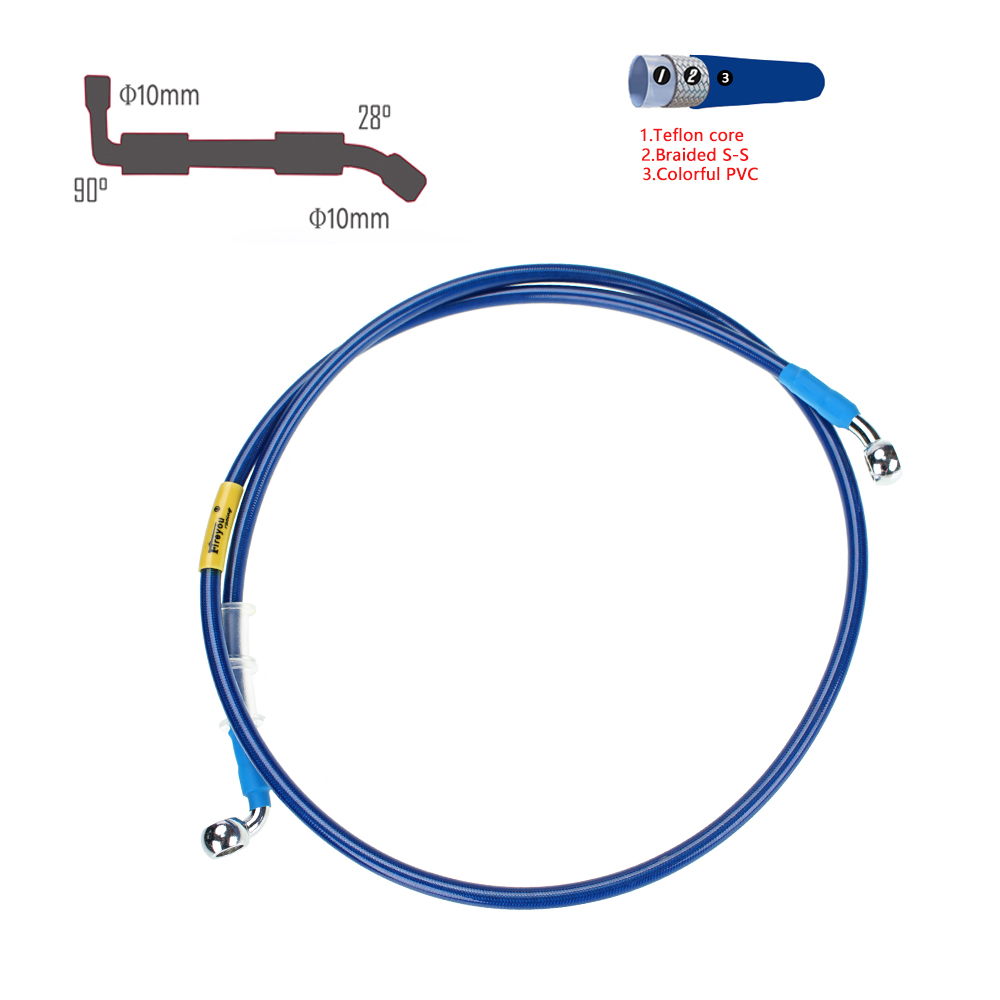 Xe máy phổ M10 banjo 28 ° 90 ° thẳng ống dẫn dầu ống mềm Phanh thủy lực 400mm-2400mm dây thép lưới bện ống dẫn dầu