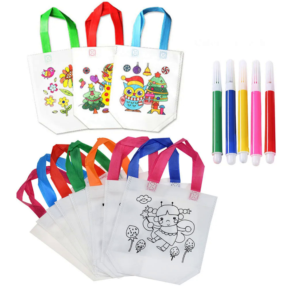 510Pcs Sơn Túi Graffiti Antistress Giáo Dục Màu Đồ Chơi Cho Trẻ Em Tự Làm Thân Thiện Với Môi Không Dệt Handmade Nghệ Thuật vẽ tay