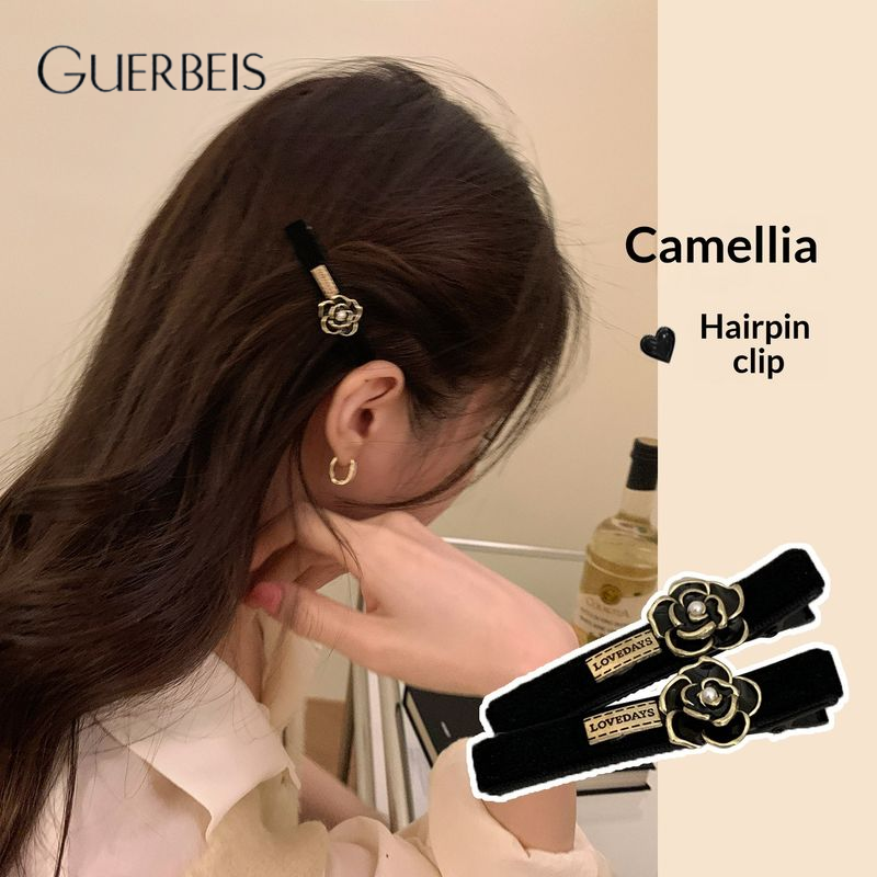 GUERBEIS Elegant Velvet Hair Clips with Gold D-Shape Buckle, Vintage Fashion Side Clips for Women ราคา 24 บาท*ส่งฟรี
