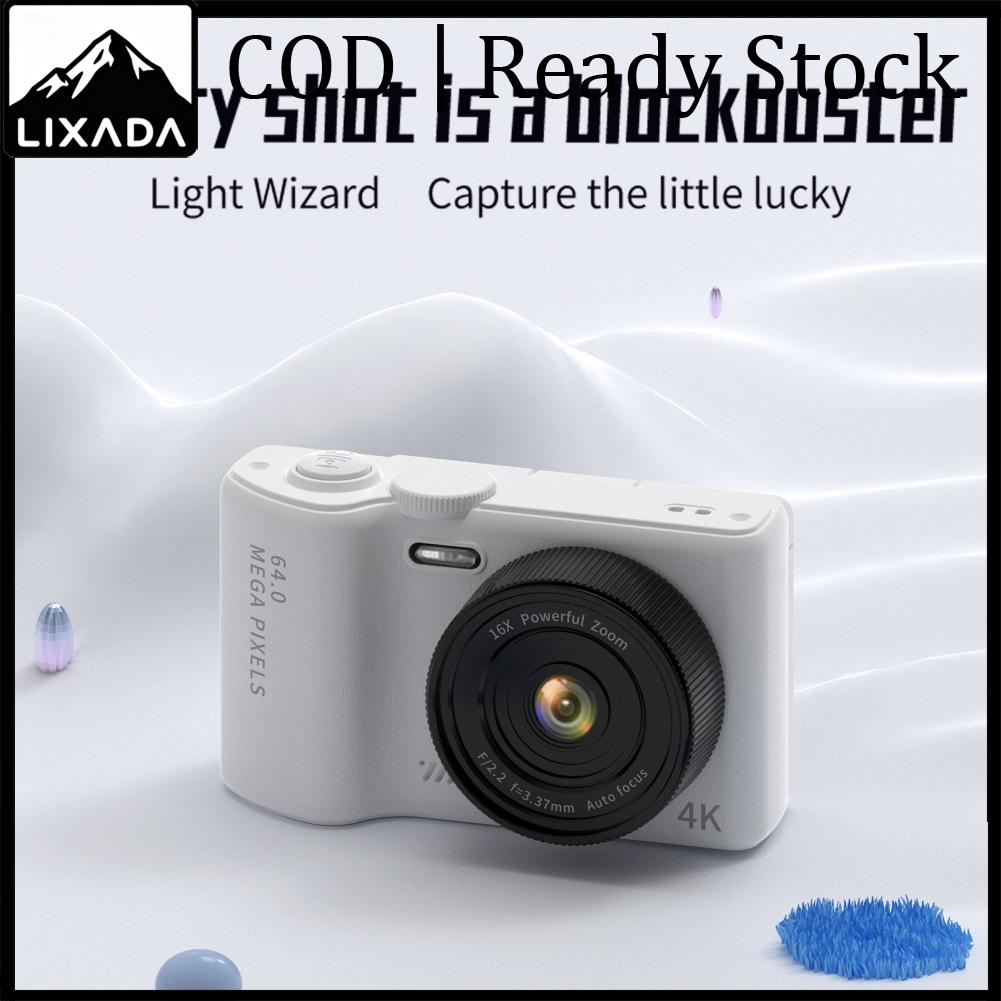 LIXADA กล้องดิจิตอล 4K สำหรับเด็กวัยรุ่น WiFi กล้องวิดีโอดิจิตอล 64MP 3 นิ้วหน้าจอพลิก 16X ซูมดิจิตอล LED ในตัวเติมแสงแบตเตอรี่พร้อมการ์ด TF 32GB ราคา 2,583 บาท*ส่งฟรี