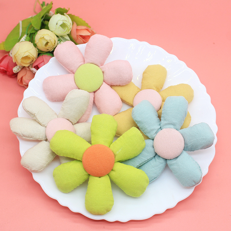 【Must-Have Style】 5pcs/lot Cartoon Plush Six Petal Flower Patches Applique Crafts For Children Garment Accessories And Bag Scarf Decoration