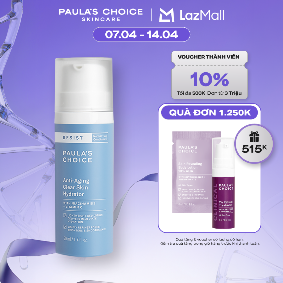 Kem dưỡng ẩm làm sáng da và chống lão hóa Paula’s Choice Resit Anti-Aging Clear Skin Hydrator 50ml 7691
