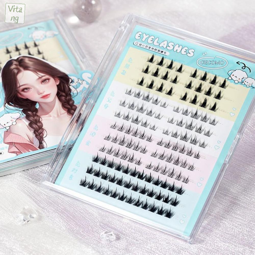 VITANG Cánh nghiêng Lông mi riêng lẻ hỗn hợp Phân đoạn Dung tích lớn Kéo dài lông mi Tự nhiên Bền bỉ Lông mi giả C Curl Phụ nữ