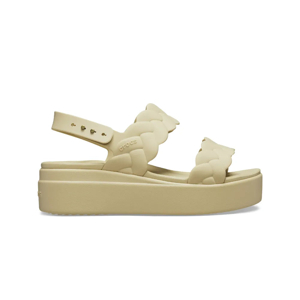 Giày Đế Xuồng Nữ Crocs Brooklyn Upper Low Wedge - Chai