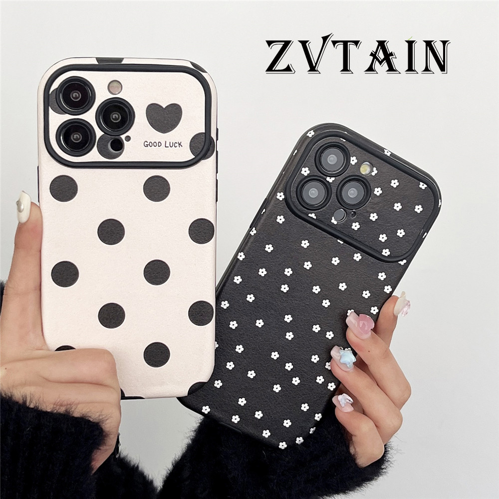Zvtain Lens Ốp bảo vệ cho iPhone 11 12 13 14 15 Pro Max Vỏ chấm bi thanh lịch Thời Trang Cover Quay Lại silicon mềm thời trang vỏ điện thoại