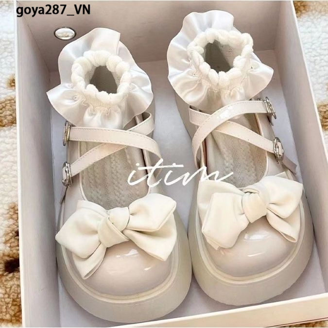 goya287 Giày Đốc nữ đế PU siêu nhẹ cao, giày Mary Jane phong cách Anh quốc Tiện lợi Trẻ trung Đường may tỉ mỉ Bền B20G071
